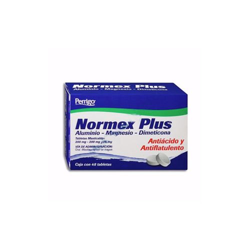 ALUMINIO/MAGNESIO/DIMETICONA tab masticables, NORMEX PLUS | Farmasuper
